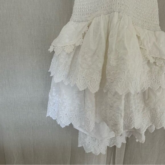 LoveShackFancy Deanna White Cotton Halter Neck Dress Size L - Picture 8 of 11